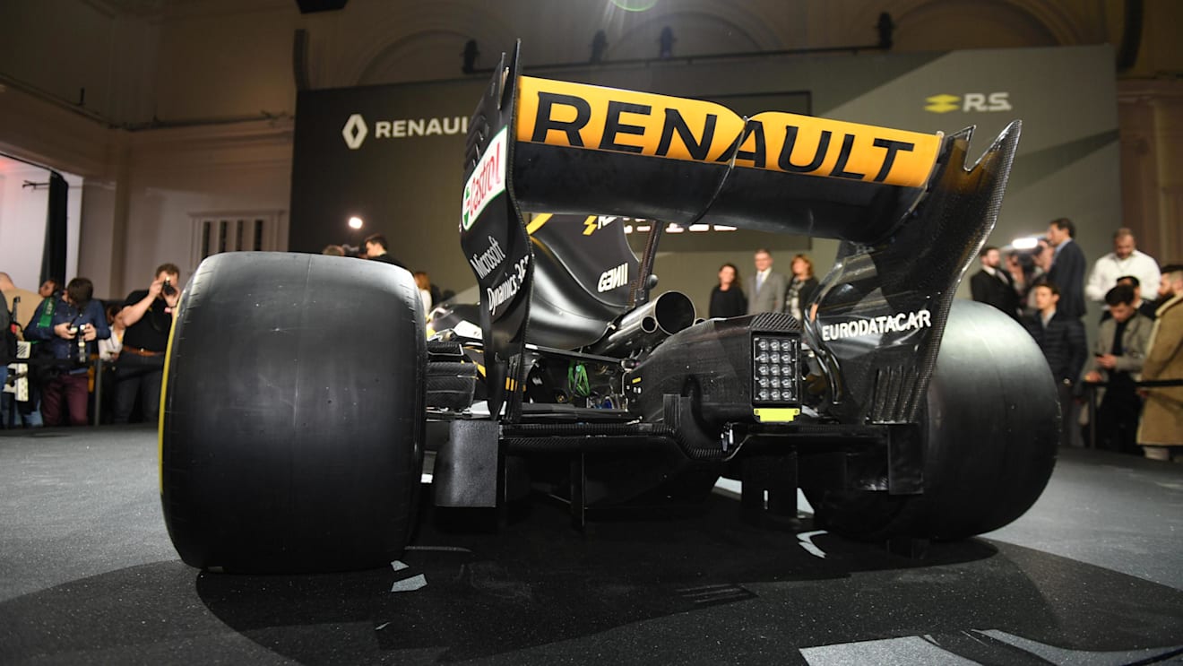 The new Renault Sport F1 Team RS17 rear detail at Renault Sport F1 Team RS17 Reveal, The Lindley Hall, London, England, 21 February 2017. © Sutton Images