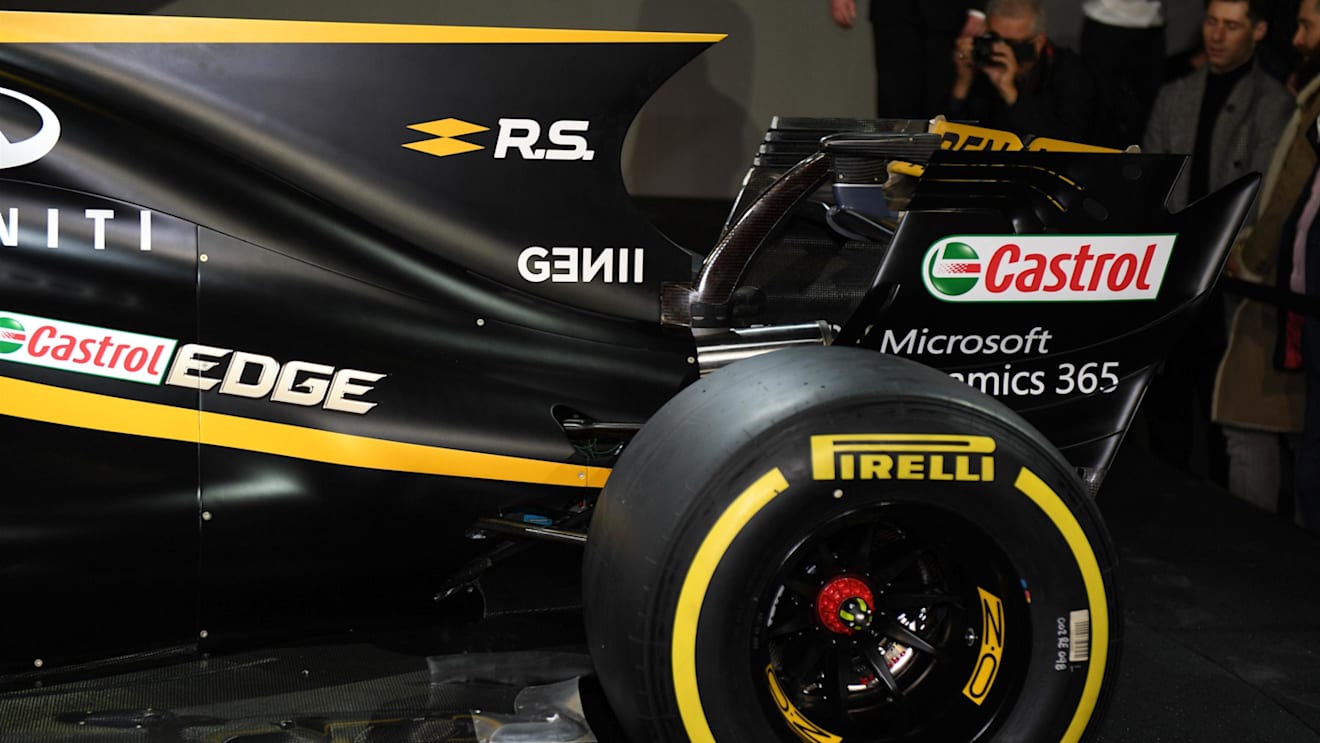 The new Renault Sport F1 Team RS17 fin and rear detail at Renault Sport F1 Team RS17 Reveal, The Lindley Hall, London, England, 21 February 2017. © Sutton Images