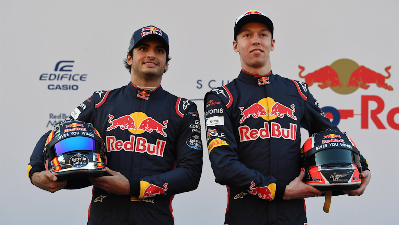 Carlos Sainz jr (ESP) Scuderia Toro Rosso and Daniil Kvyat (RUS) Scuderia Toro Rosso at Scuderia Toro Rosso STR12 Launch, Barcelona, Spain, 26 February 2017. © Sutton Images