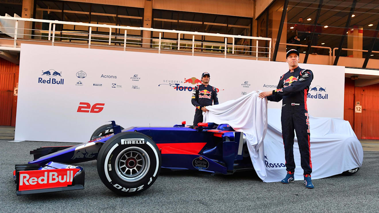 Daniil Kvyat (RUS) Scuderia Toro Rosso and Carlos Sainz jr (ESP) Scuderia Toro Rosso unveil the new Scuderia Toro Rosso STR12 at Scuderia Toro Rosso STR12 Launch, Barcelona, Spain, 26 February 2017. © Sutton Images