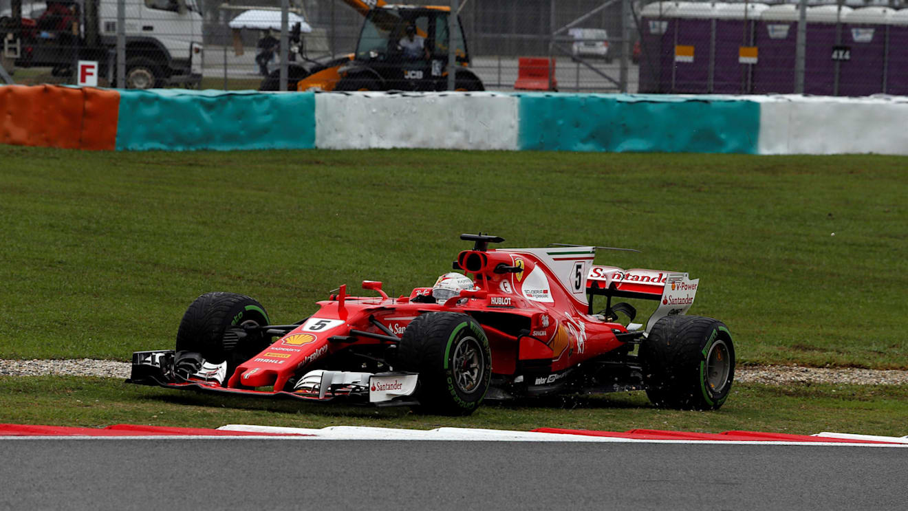 Sebastian Vettel (GER) Ferrari SF70-H runs wide at Formula One World Championship, Rd15, Malaysian Grand Prix, Practice, Sepang, Malaysia, Friday 29 September 2017. © Manuel Goria/Sutton Images