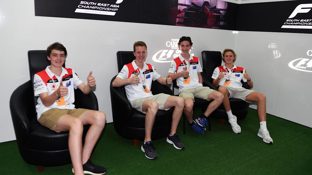 F1 in Schools students at the podium at Formula One World Championship, Rd15, Malaysian Grand Prix, Qualifying, Sepang, Malaysia, Saturday 30 September 2017. © Mark Sutton/Sutton Images