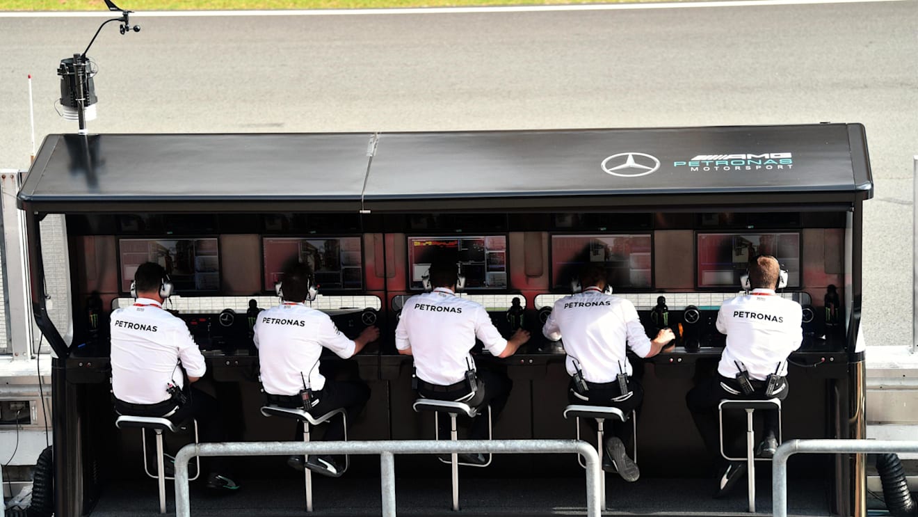 Mercedes-Benz F1 W08 Hybrid pit wall gantry at Formula One World Championship, Rd15, Malaysian Grand Prix, Qualifying, Sepang, Malaysia, Saturday 30 September 2017. © Manuel Goria/Sutton Images