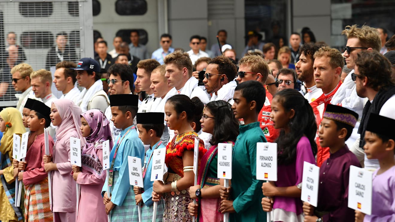 Drivers on the grid at Formula One World Championship, Rd15, Malaysian Grand Prix, Race, Sepang, Malaysia, Sunday 1 Octoberr 2017. © Mark Sutton/Sutton Images