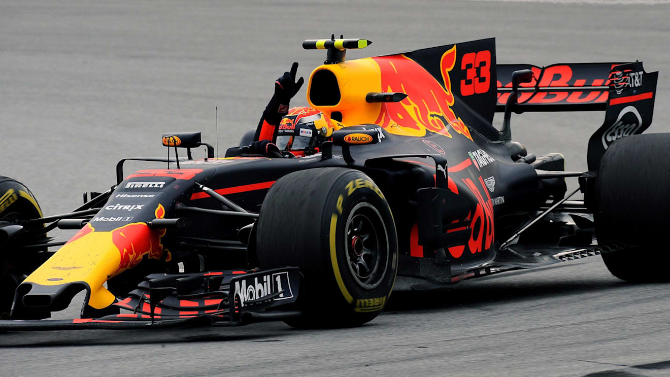 Race winner Max Verstappen (NED) Red Bull Racing RB13 celebrates and waves at Formula One World Championship, Rd15, Malaysian Grand Prix, Race, Sepang, Malaysia, Sunday 1 October 2017. © Rubio/Sutton Images