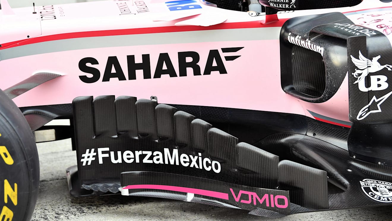 Force India VJM10 barge board and aero detail at Formula One World Championship, Rd15, Malaysian Grand Prix, Preparations, Sepang, Malaysia, Thursday 28 September 2017. © Mark Sutton/Sutton Images