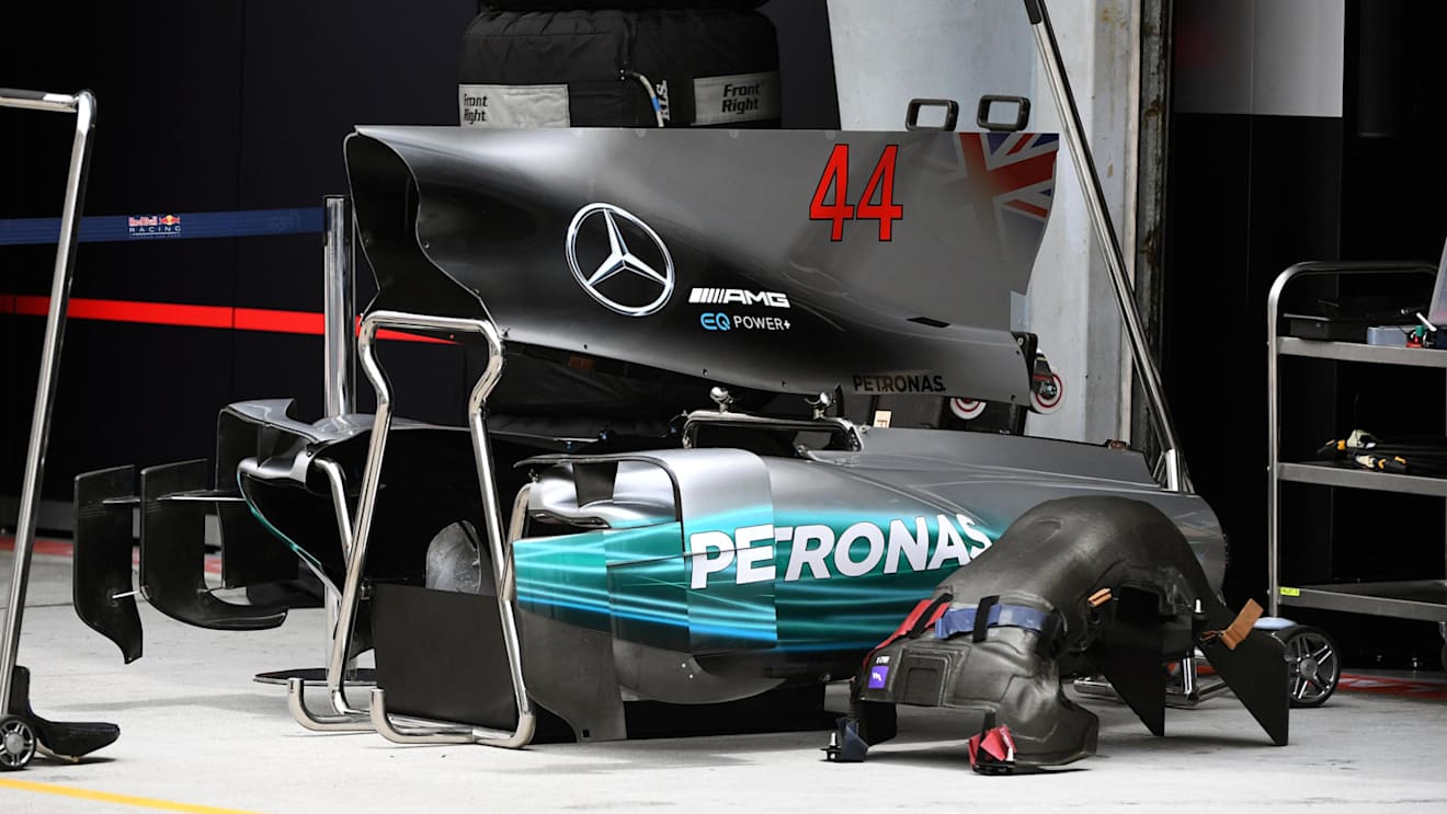 Mercedes-Benz F1 W08 Hybrid engine cover and bodywork at Formula One World Championship, Rd15, Malaysian Grand Prix, Preparations, Sepang, Malaysia, Thursday 28 September 2017. © Mark Sutton/Sutton Images