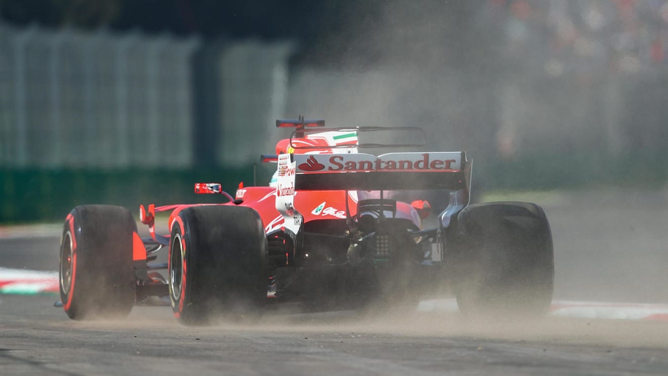 Sebastian Vettel (GER) Ferrari SF70-H runs wide onto the grass at Formula One World Championship, Rd18, Mexican Grand Prix, Practice, Circuit Hermanos Rodriguez, Mexico City, Mexico, Friday 27 October 2017. © Kym Illman/Sutton Images