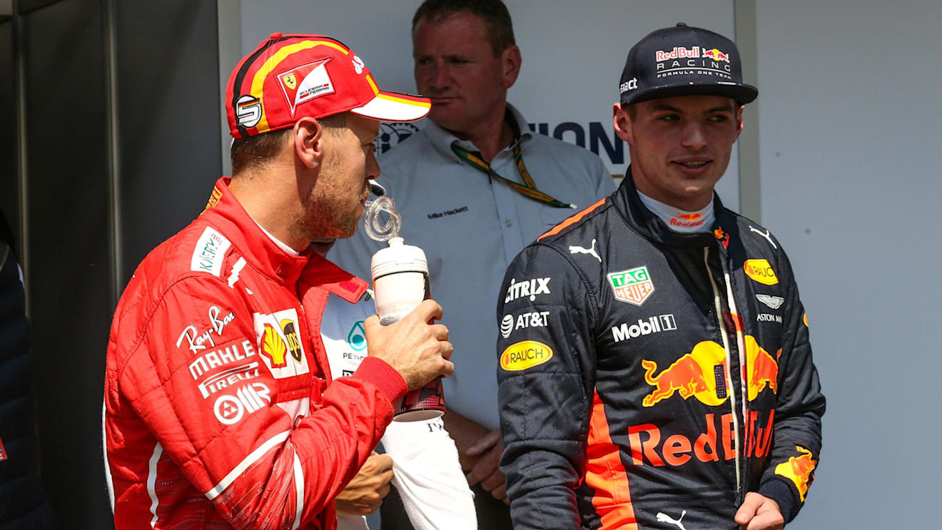 Sebastian Vettel (GER) Ferrari and Max Verstappen (NED) Red Bull Racing at Formula One World Championship, Rd18, Mexican Grand Prix, Qualifying, Circuit Hermanos Rodriguez, Mexico City, Mexico, Saturday 28 October 2017. © Mirko Stange/Sutton Images