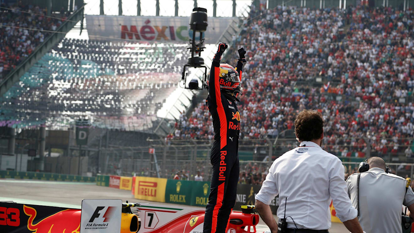 Race winner Max Verstappen (NED) Red Bull Racing RB13 celebrates in parc ferme at Formula One World Championship, Rd18, Mexican Grand Prix, Race, Circuit Hermanos Rodriguez, Mexico City, Mexico, Sunday 29 October 2017. © Manuel Goria/Sutton Images