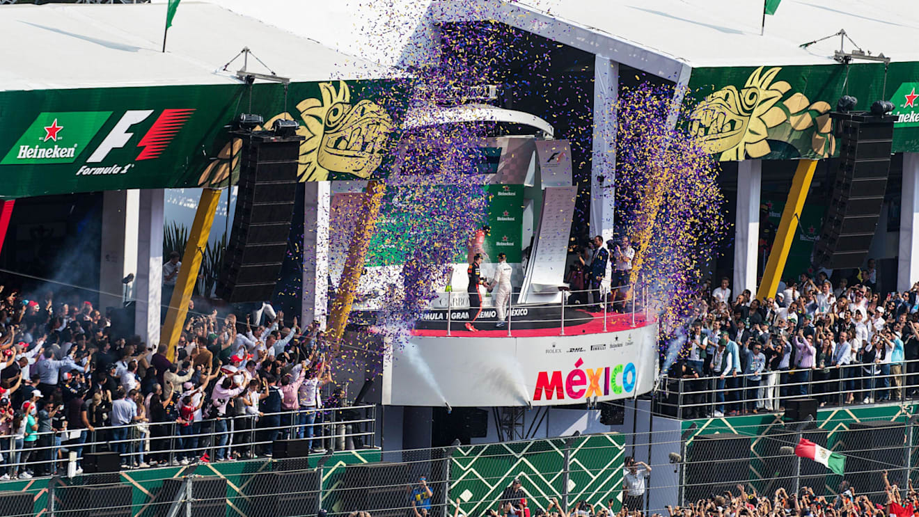 Podium celebrations at Formula One World Championship, Rd18, Mexican Grand Prix, Race, Circuit Hermanos Rodriguez, Mexico City, Mexico, Sunday 29 October 2017. © Kym Illman/Sutton Images