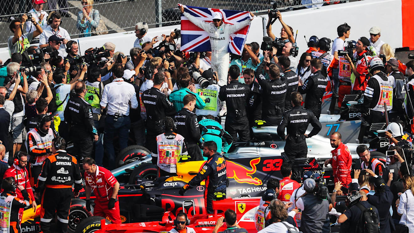 World Champion Lewis Hamilton (GBR) Mercedes AMG F1 celebrates in parc ferme at Formula One World Championship, Rd18, Mexican Grand Prix, Race, Circuit Hermanos Rodriguez, Mexico City, Mexico, Sunday 29 October 2017. © Kym Illman/Sutton Images