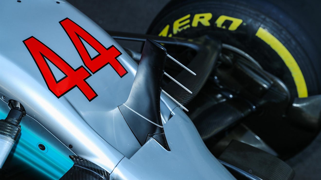 Nose, Aero and number detail of Lewis Hamilton (GBR) Mercedes-Benz F1 W08 Hybrid at Formula One World Championship, Rd18, Mexican Grand Prix, Preparations, Circuit Hermanos Rodriguez, Mexico City, Thursday 26 October 2017. © Kym Illman/Sutton Images