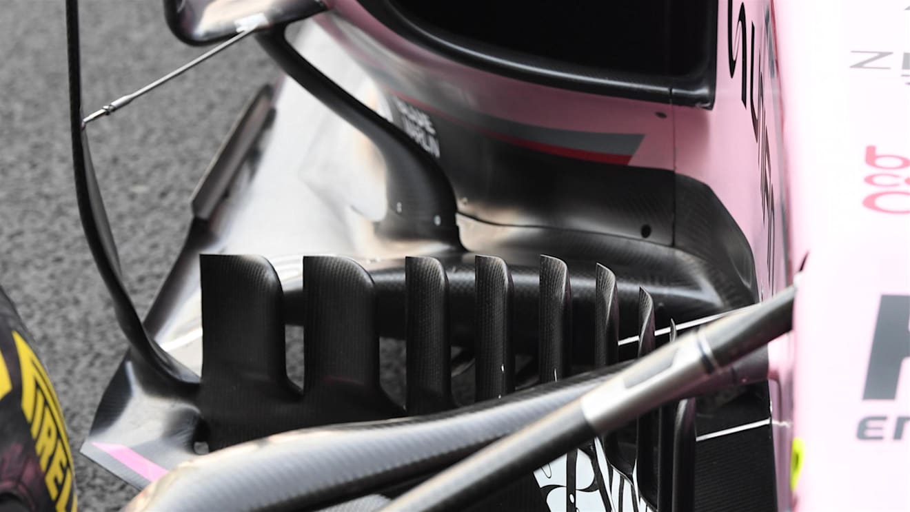 Force India VJM10 front suspension detail at Formula One World Championship, Rd18, Mexican Grand Prix, Preparations, Circuit Hermanos Rodriguez, Mexico City, Mexico, Thursday 26 October 2017. © Mark Sutton/Sutton Images