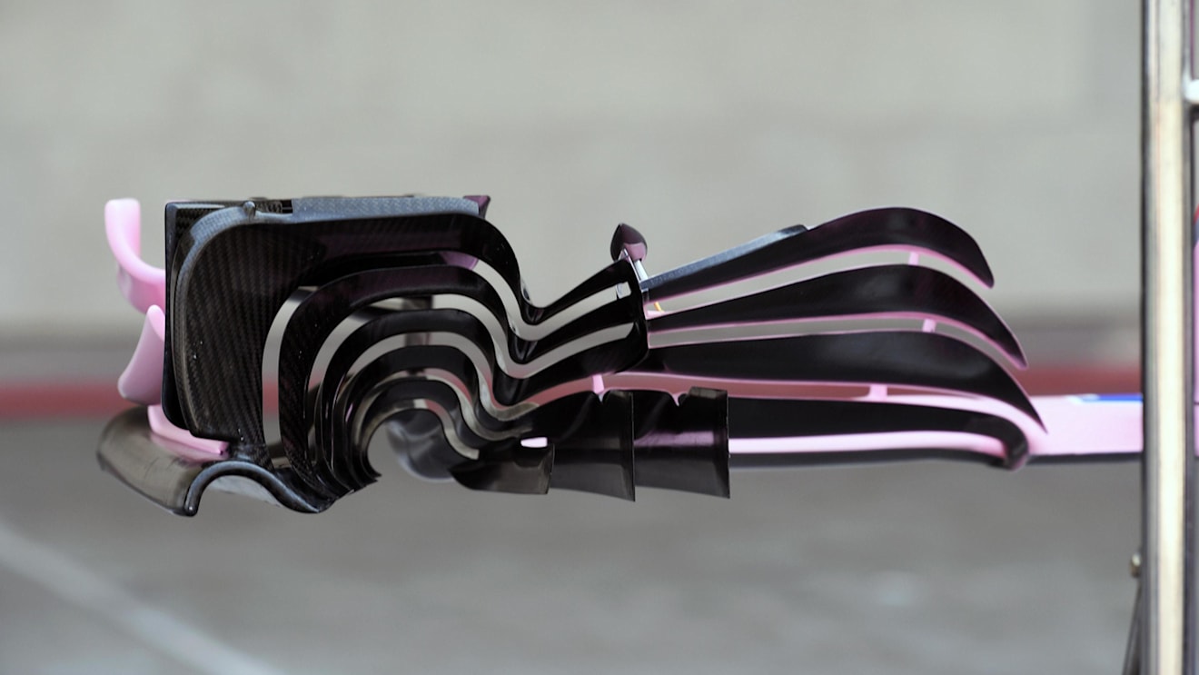 Force India VJM10 front wing detail at Formula One World Championship, Rd18, Mexican Grand Prix, Preparations, Circuit Hermanos Rodriguez, Mexico City, Mexico, Thursday 26 October 2017. © Mark Sutton/Sutton Images