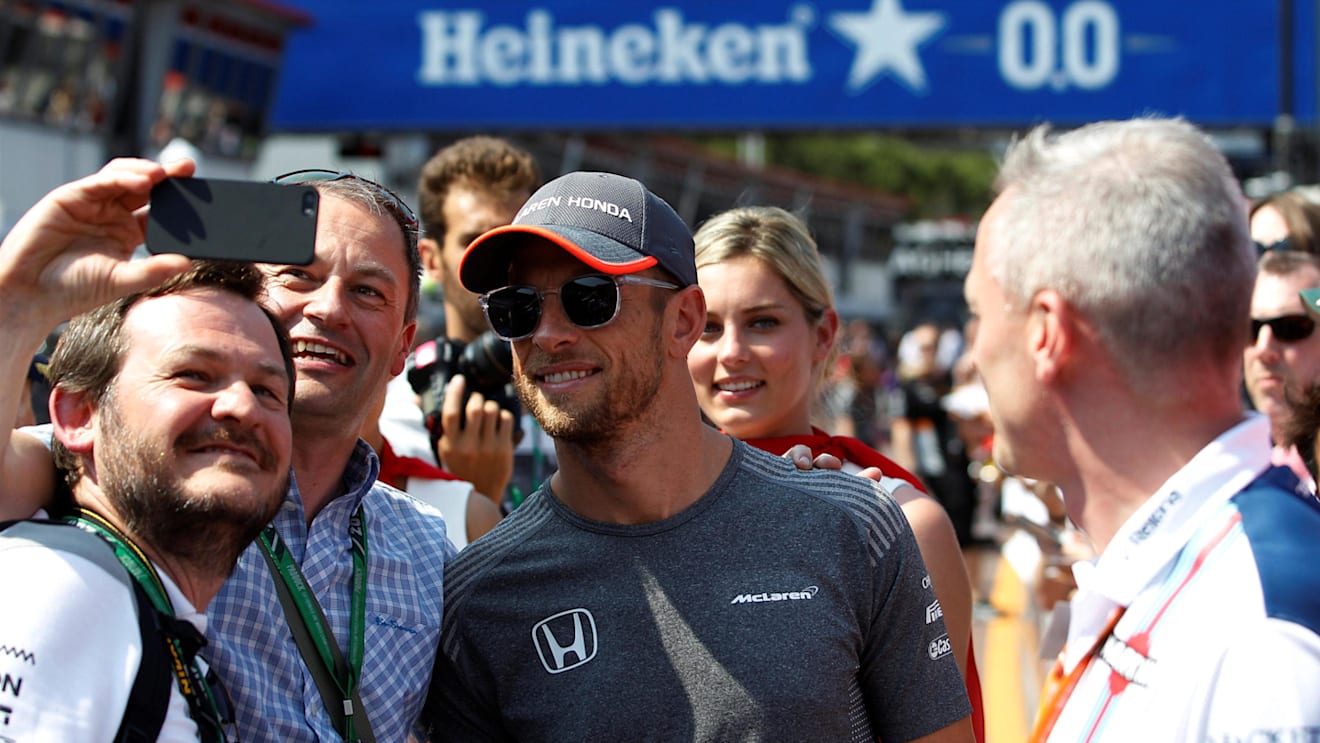 Jenson Button (GBR) McLaren fans selfie at Formula One World Championship, Rd6, Monaco Grand Prix, Monte-Carlo, Monaco, Friday 26 May 2017. © Sutton Images