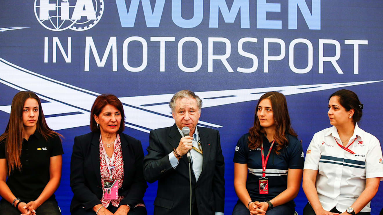 Marta Garcia, Renault Sport Academy, Micelle Mouton (FRA), Jean Todt (FRA) FIA President, Tatiana Calderon (COL) Sauber Development Driver and Monisha Kaltenborn (AUT) Sauber Team Prinicpal at a Women in Motorsport Press Conference at Formula One World Championship, Rd6, Monaco Grand Prix, Qualifying, Monte-Carlo, Monaco, Saturday 27 May 2017. © Sutton Images