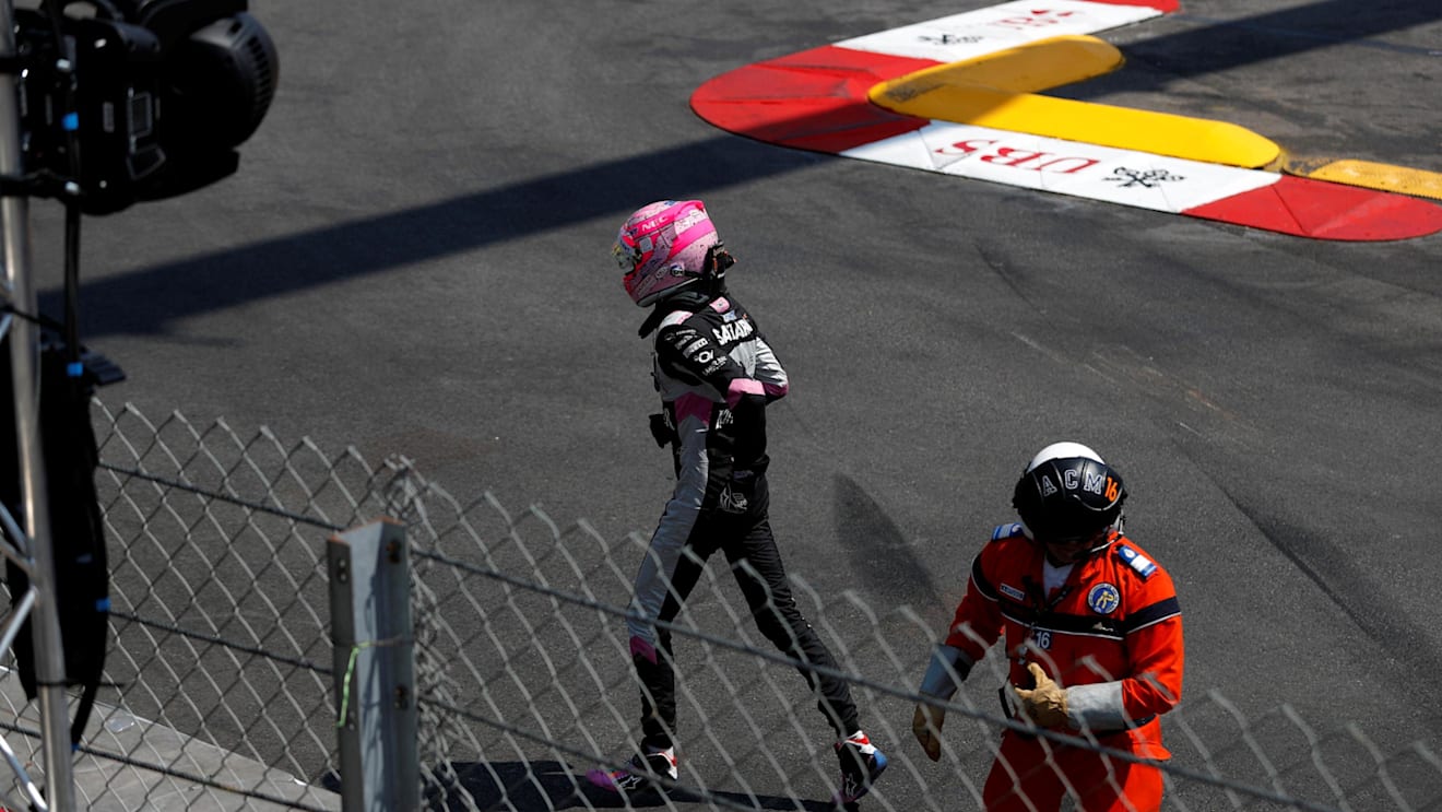 Esteban Ocon (FRA) Force India F1 crashed in FP3 at Formula One World Championship, Rd6, Monaco Grand Prix, Qualifying, Monte-Carlo, Monaco, Saturday 27 May 2017. © Sutton Images
