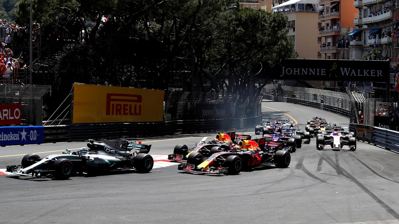 Valtteri Bottas (FIN) Mercedes-Benz F1 W08 Hybrid at the start of the race at Formula One World Championship, Rd6, Monaco Grand Prix, Race, Monte-Carlo, Monaco, Sunday 28 May 2017. © Sutton Images