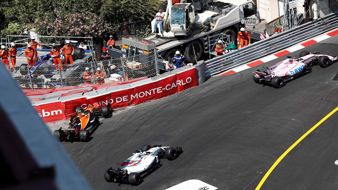 Stoffel Vandoorne (BEL) McLaren MCL32 crashes at Formula One World Championship, Rd6, Monaco Grand Prix, Race, Monte-Carlo, Monaco, Sunday 28 May 2017. © Sutton Images