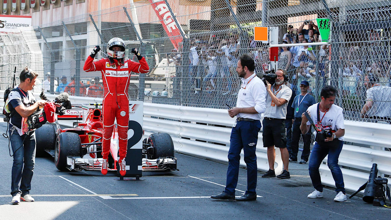 Race winner Sebastian Vettel (GER) Ferrari celebrates in parc ferme at Formula One World Championship, Rd6, Monaco Grand Prix, Race, Monte-Carlo, Monaco, Sunday 28 May 2017. © Sutton Images