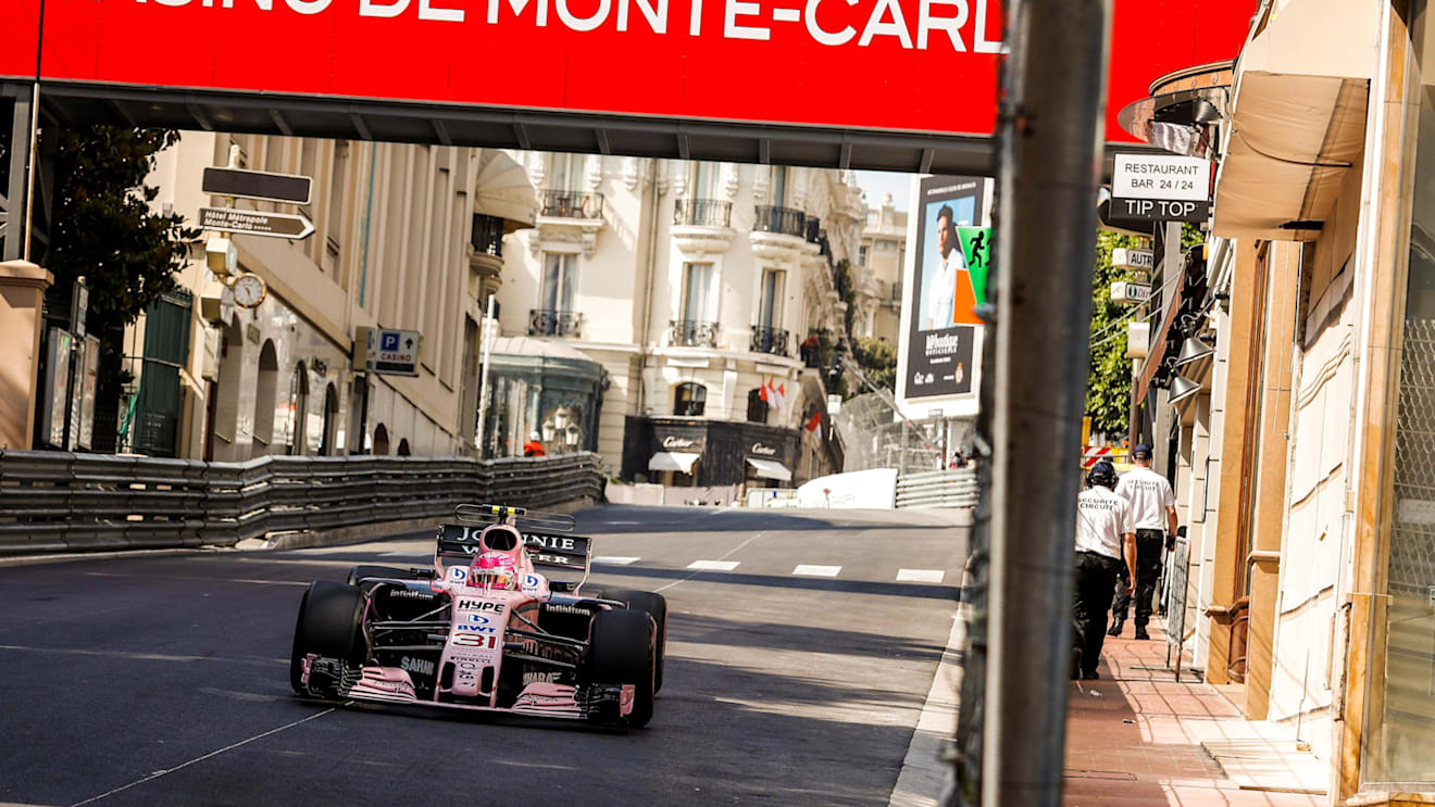Esteban Ocon (FRA) Force India VJM10 at Formula One World Championship, Rd6, Monaco Grand Prix, Practice, Monte-Carlo, Monaco, Thursday 25 May 2017. © Sutton Images