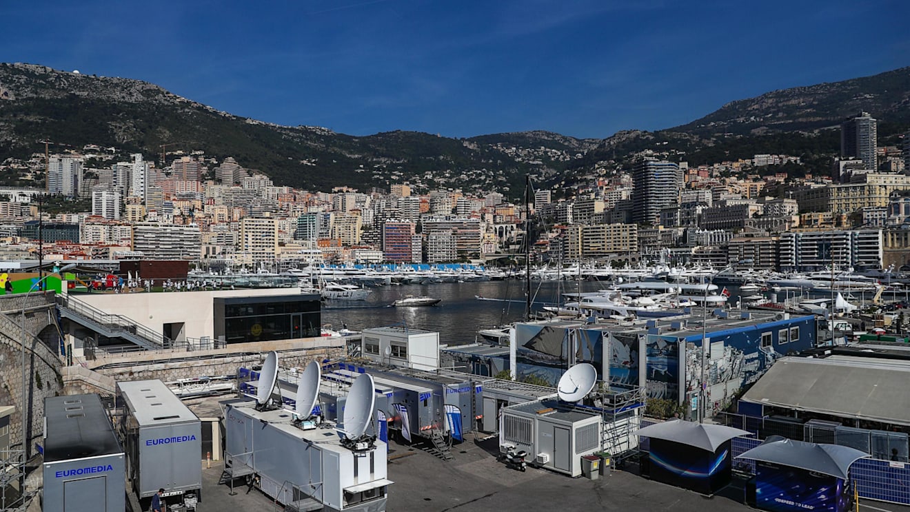 Satellite trucks at Formula One World Championship, Rd6, Monaco Grand Prix, Preparations, Monte-Carlo, Monaco, Wednesday 24 May 2017. © Sutton Images