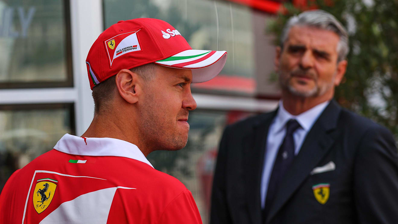 Sebastian Vettel (GER) Ferrari and Maurizio Arrivabene (ITA) Ferrari Team Principal at Formula One World Championship, Rd6, Monaco Grand Prix, Preparations, Monte-Carlo, Monaco, Wednesday 24 May 2017. © Sutton Images