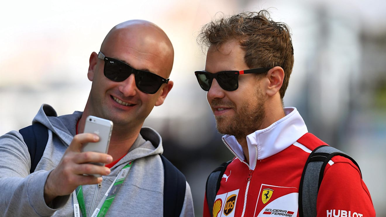 Sebastian Vettel (GER) Ferrari fans seflie at Formula One World Championship, Rd4, Russian Grand Prix, Practice, Sochi Autodrom, Sochi, Krasnodar Krai, Russia, Friday 28 April 2017. © Sutton Motorsport Images