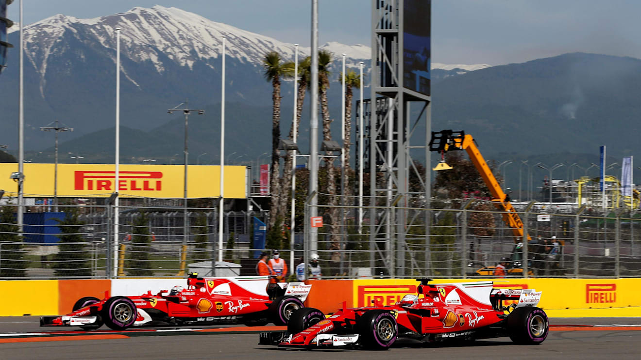 Sebastian Vettel (GER) Ferrari SF70-H and Kimi Raikkonen (FIN) Ferrari SF70-H at Formula One World Championship, Rd4, Russian Grand Prix, Qualifying, Sochi Autodrom, Sochi, Krasnodar Krai, Russia, Saturday 29 April 2017. © Sutton Motorsport Images