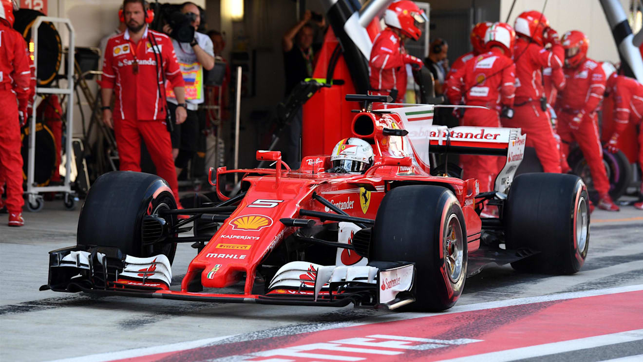 Sebastian Vettel (GER) Ferrari SF70-H makes a pitstop at Formula One World Championship, Rd4, Russian Grand Prix, Race, Sochi Autodrom, Sochi, Krasnodar Krai, Russia, Sunday 30 April 2017. © Sutton Motorsport Images