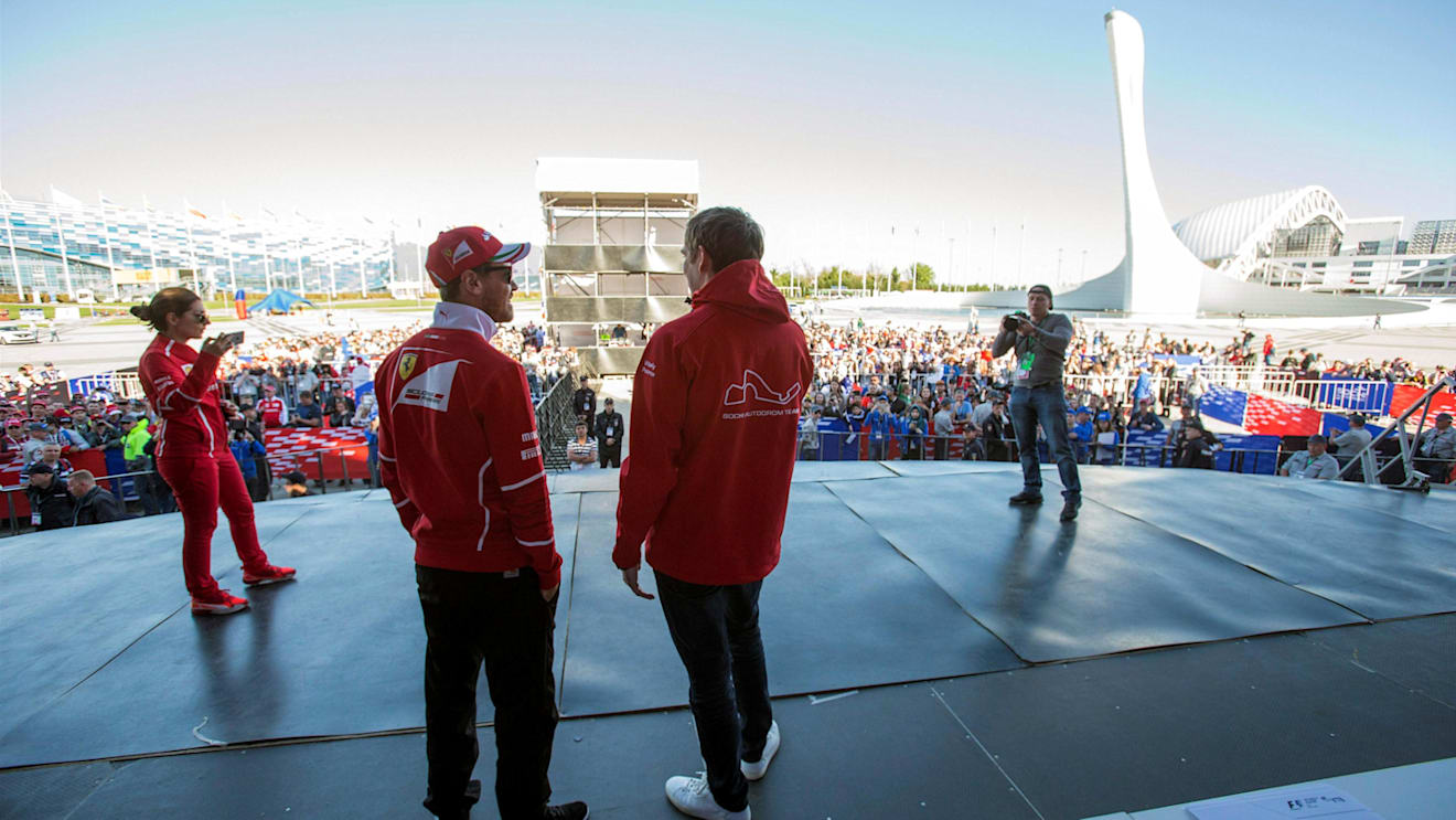 Sebastian Vettel (GER) Ferrari at the autograph session at Formula One World Championship, Rd4, Russian Grand Prix, Preparations, Sochi Autodrom, Sochi, Krasnodar Krai, Russia, Thursday 27 April 2017. © Sutton Motorsport Images