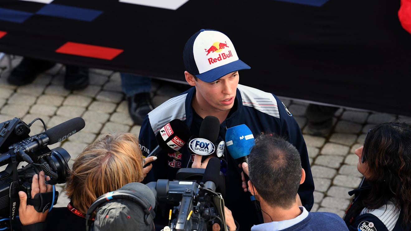 Daniil Kvyat (RUS) Scuderia Toro Rosso talks to the media at Formula One World Championship, Rd4, Russian Grand Prix, Preparations, Sochi Autodrom, Sochi, Krasnodar Krai, Russia, Thursday 27 April 2017. © Sutton Motorsport Images