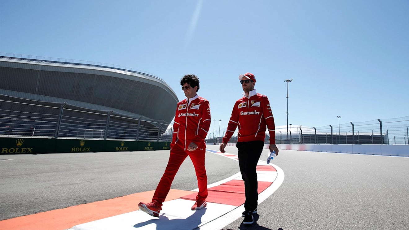 Sebastian Vettel (GER) Ferrari walks the track at Formula One World Championship, Rd4, Russian Grand Prix, Preparations, Sochi Autodrom, Sochi, Krasnodar Krai, Russia, Thursday 27 April 2017. © Sutton Motorsport Images