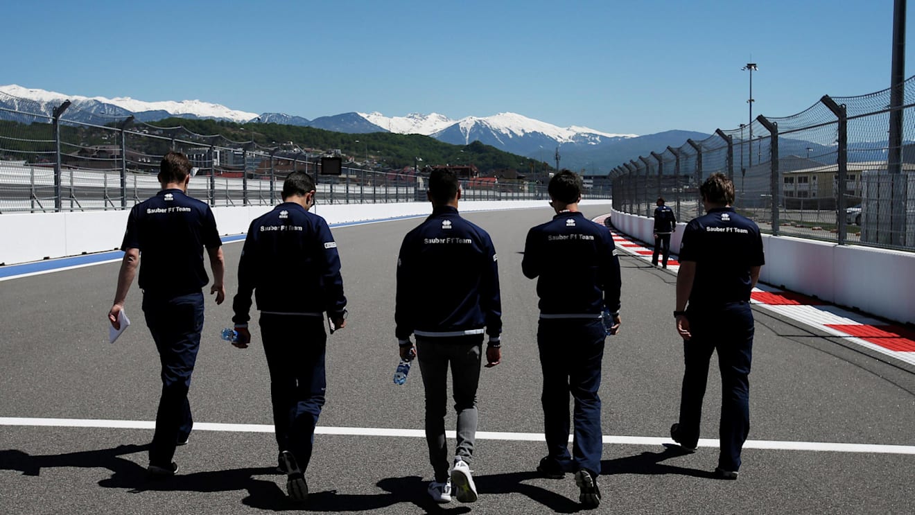 Pascal Wehrlein (GER) Sauber walks the track at Formula One World Championship, Rd4, Russian Grand Prix, Preparations, Sochi Autodrom, Sochi, Krasnodar Krai, Russia, Thursday 27 April 2017. © Sutton Motorsport Images