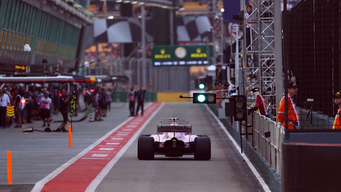 Esteban Ocon (FRA) Force India VJM10 at Formula One World Championship, Rd14, Singapore Grand Prix, Practice, Marina Bay Street Circuit, Singapore, Friday 15 September 2017. © Sutton Images