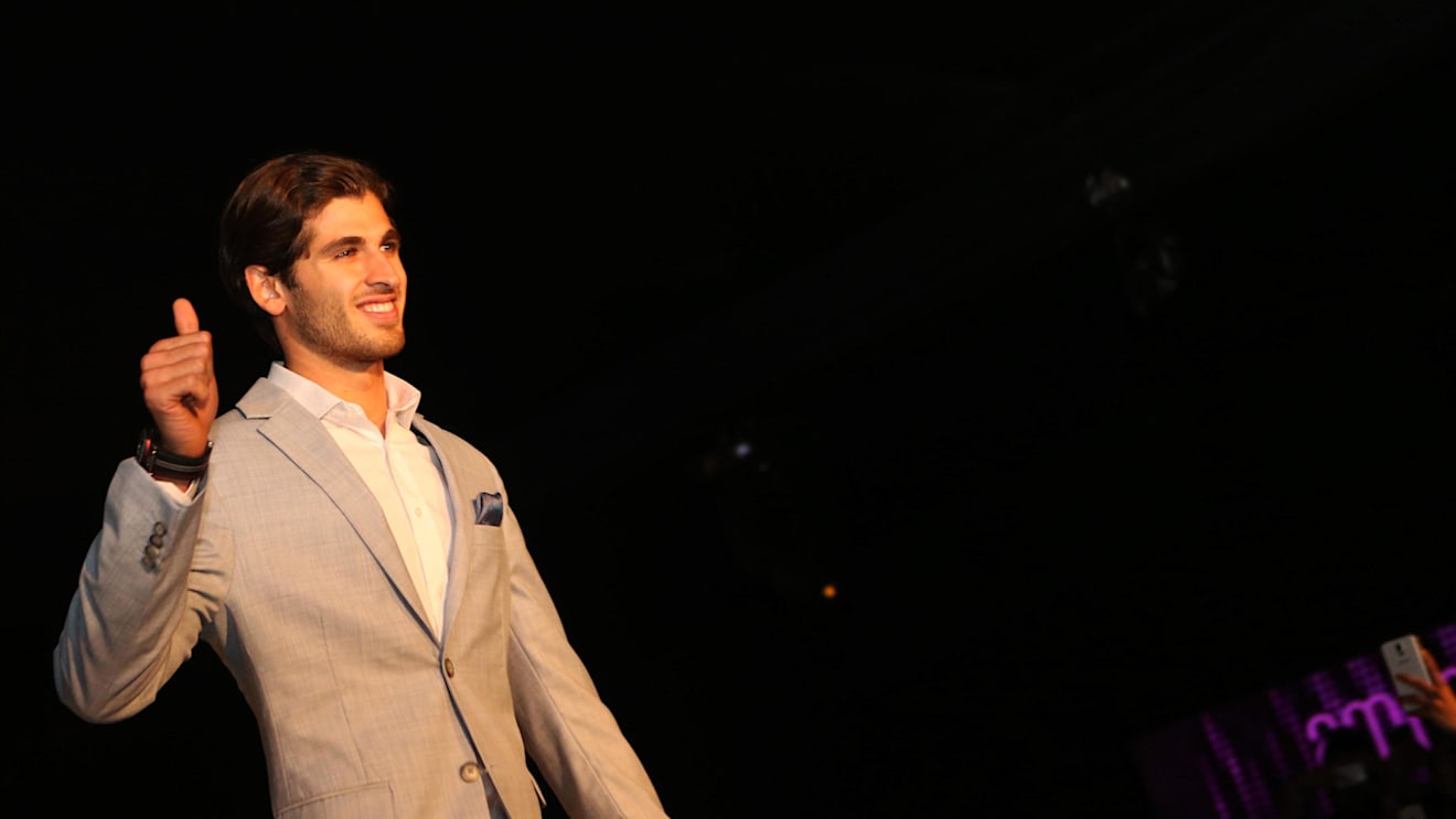 Antonio Giovinazzi (ITA) at Amber Lounge Fashion Show at Formula One World Championship, Rd14, Singapore Grand Prix, Qualifying, Marina Bay Street Circuit, Singapore, Saturday 16 September 2017. © Sutton Images