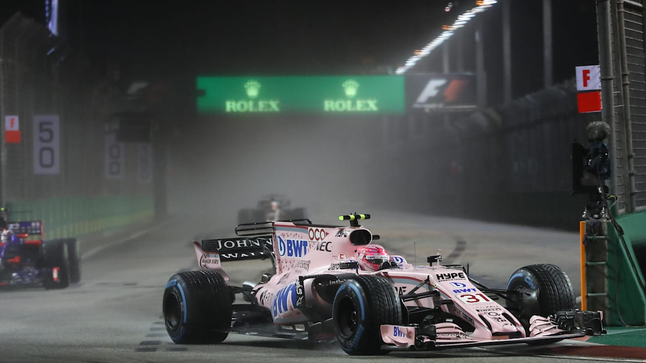 Esteban Ocon (FRA) Force India VJM10 at Formula One World Championship, Rd14, Singapore Grand Prix, Race, Marina Bay Street Circuit, Singapore, Sunday 17 September 2017. © Kym Illman/Sutton Images
