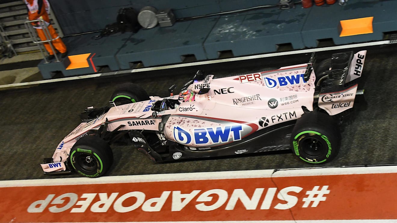 Sergio Perez (MEX) Force India VJM10 at Formula One World Championship, Rd14, Singapore Grand Prix, Race, Marina Bay Street Circuit, Singapore, Sunday 17 September 2017. © Kym Illman/Sutton Images