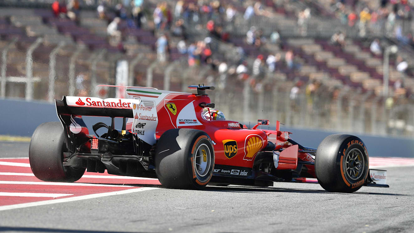 Sebastian Vettel (GER) Ferrari SF70-H stops at the end of pit lane in FP1 at Formula One World Championship, Rd5, Spanish Grand Prix, Practice, Barcelona, Spain, Friday 12 May 2017. © Sutton Motorsport Images
