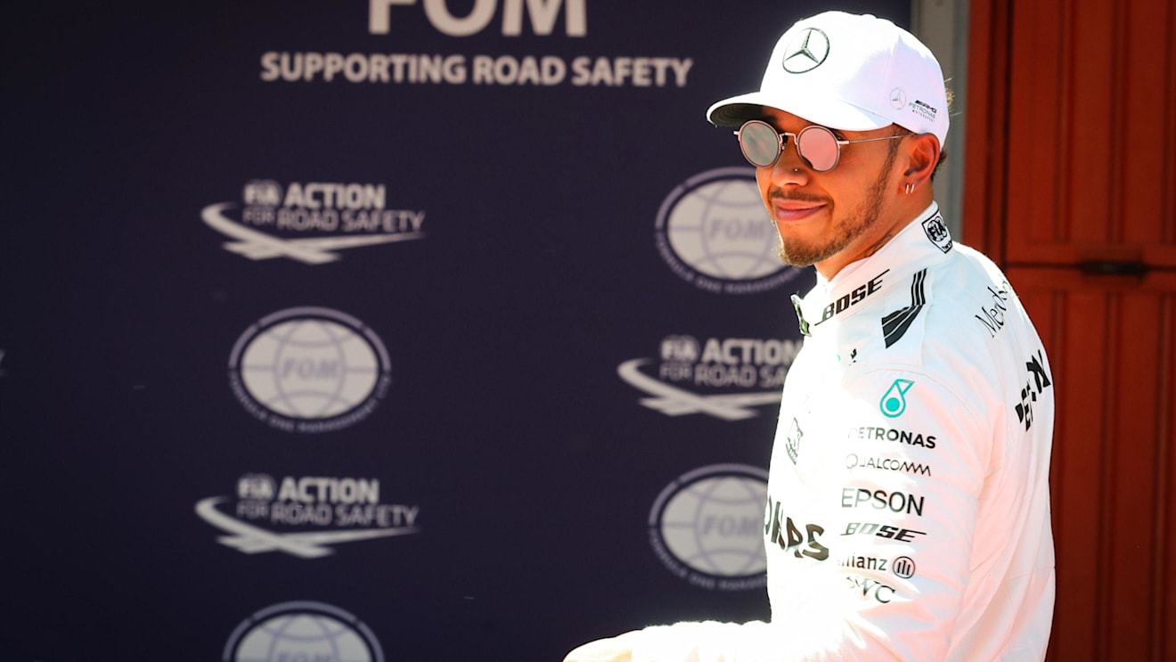 Pole sitter Lewis Hamilton (GBR) Mercedes AMG F1 in parc ferme at Formula One World Championship, Rd5, Spanish Grand Prix, Qualifying, Barcelona, Spain, Saturday 13 May 2017. © Sutton Motorsport Images