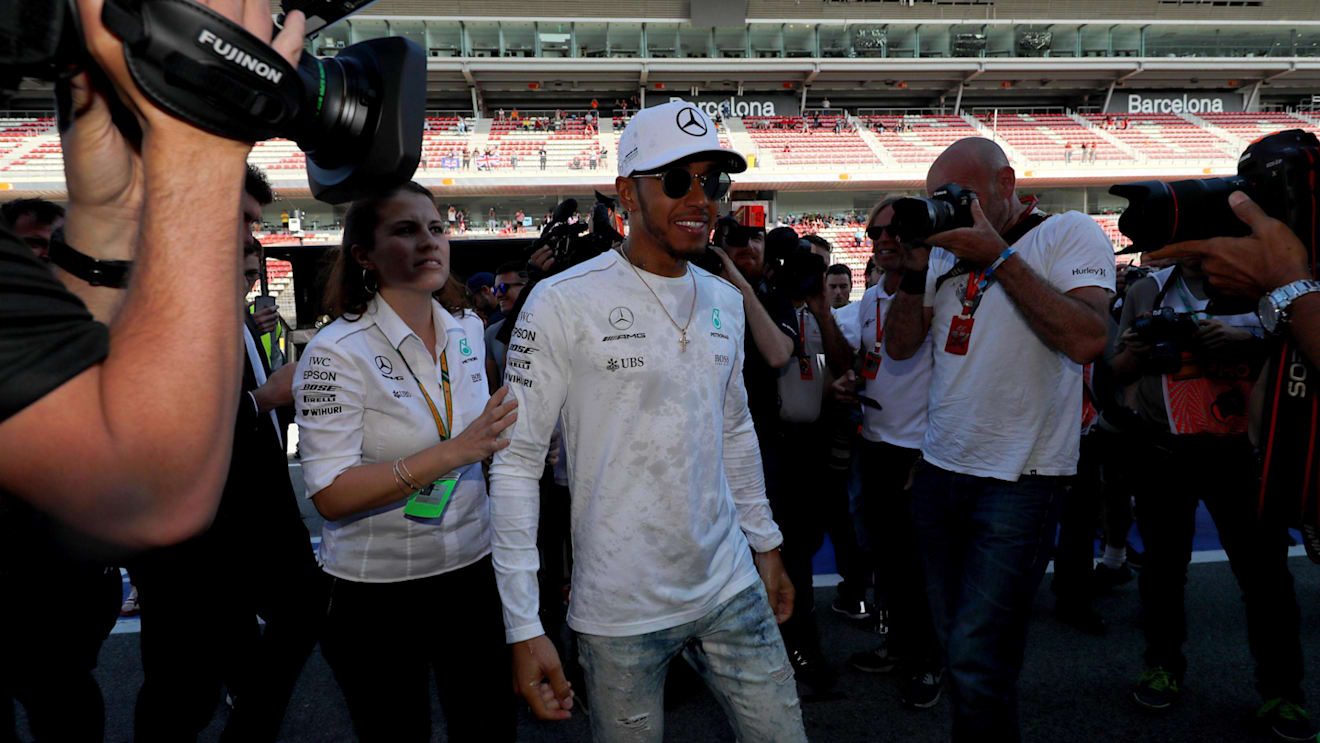 Race winner Lewis Hamilton (GBR) Mercedes AMG F1 celebrates at Formula One World Championship, Rd5, Spanish Grand Prix, Race, Barcelona, Spain, Sunday 14 May 2017. © Sutton Motorsport Images