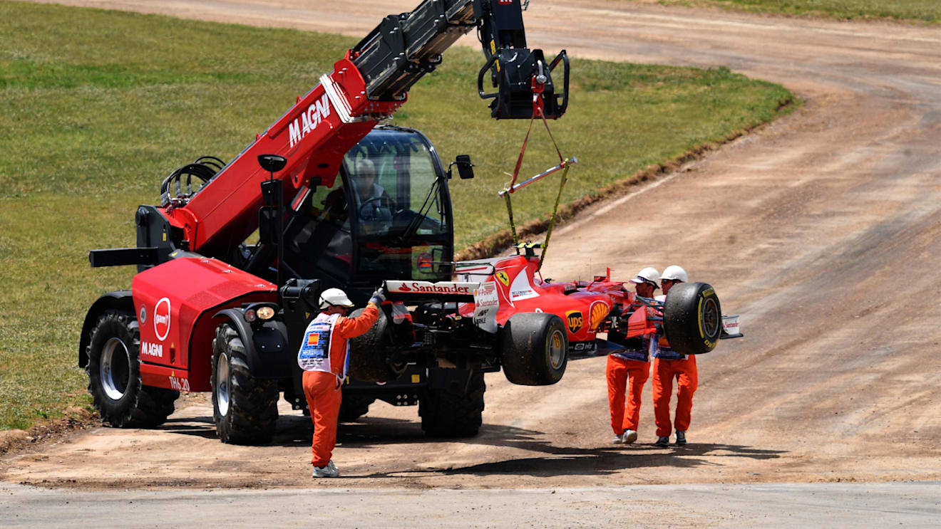 The car of race retiree Kimi Raikkonen (FIN) Ferrari SF70-H is recovered at Formula One World Championship, Rd5, Spanish Grand Prix, Race, Barcelona, Spain, Sunday 14 May 2017. © Sutton Motorsport Images