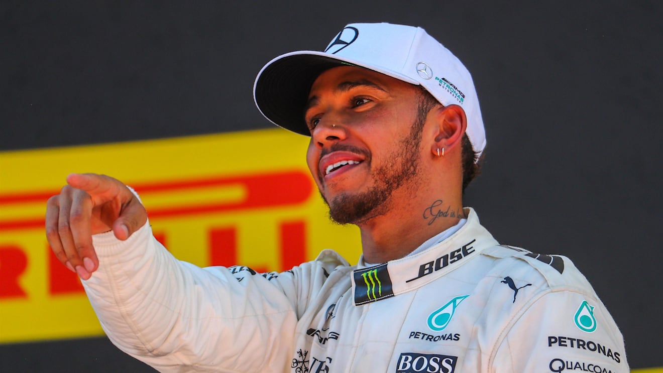 Race winner Lewis Hamilton (GBR) Mercedes AMG F1 celebrates on the podium at Formula One World Championship, Rd5, Spanish Grand Prix, Race, Barcelona, Spain, Sunday 14 May 2017. © Sutton Motorsport Images