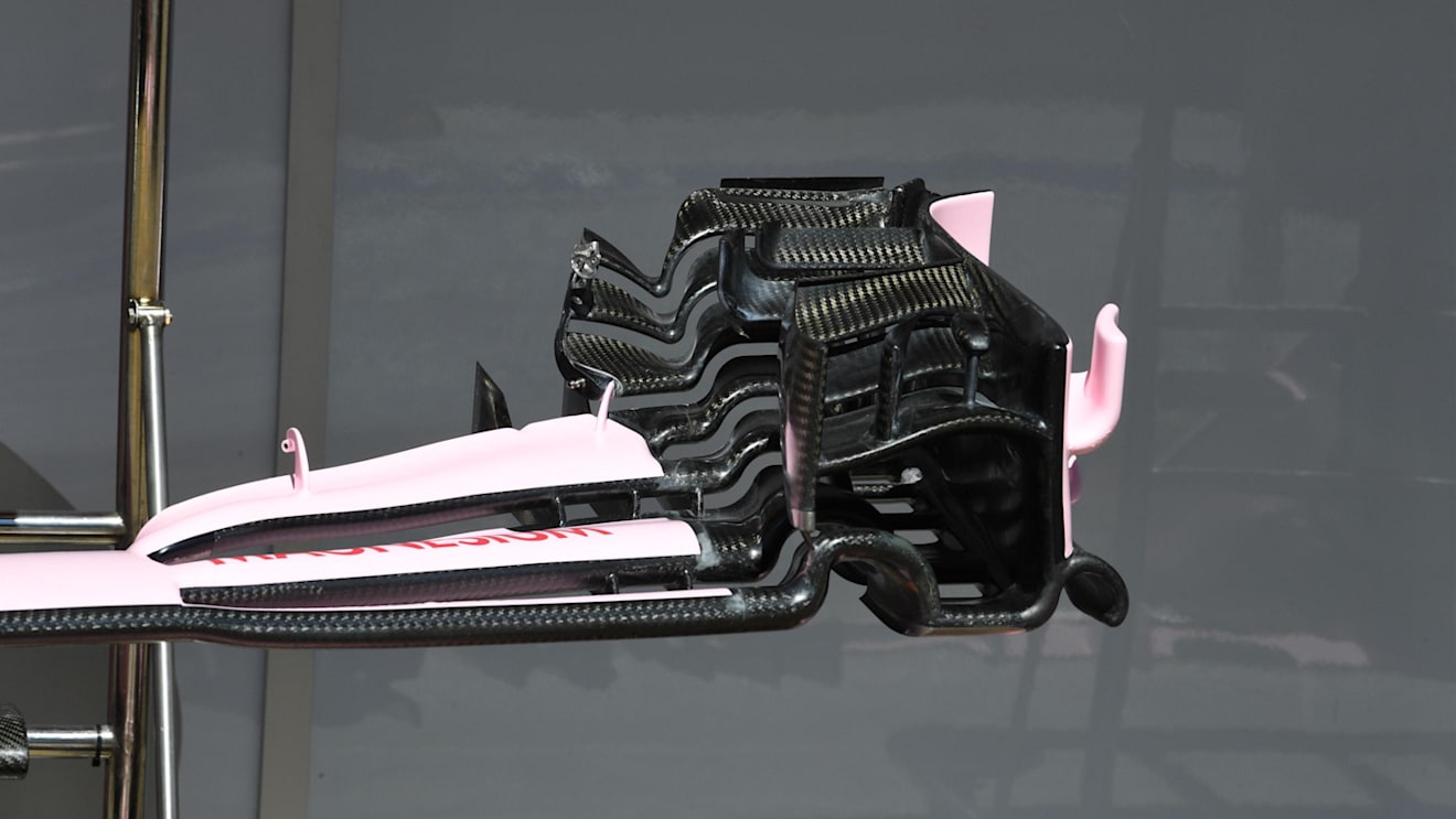 Force India VJM10 front wing detail at Formula One World Championship, Rd5, Spanish Grand Prix, Preparations, Barcelona, Spain, Thursday 11 May 2017. © Sutton Motorsport Images