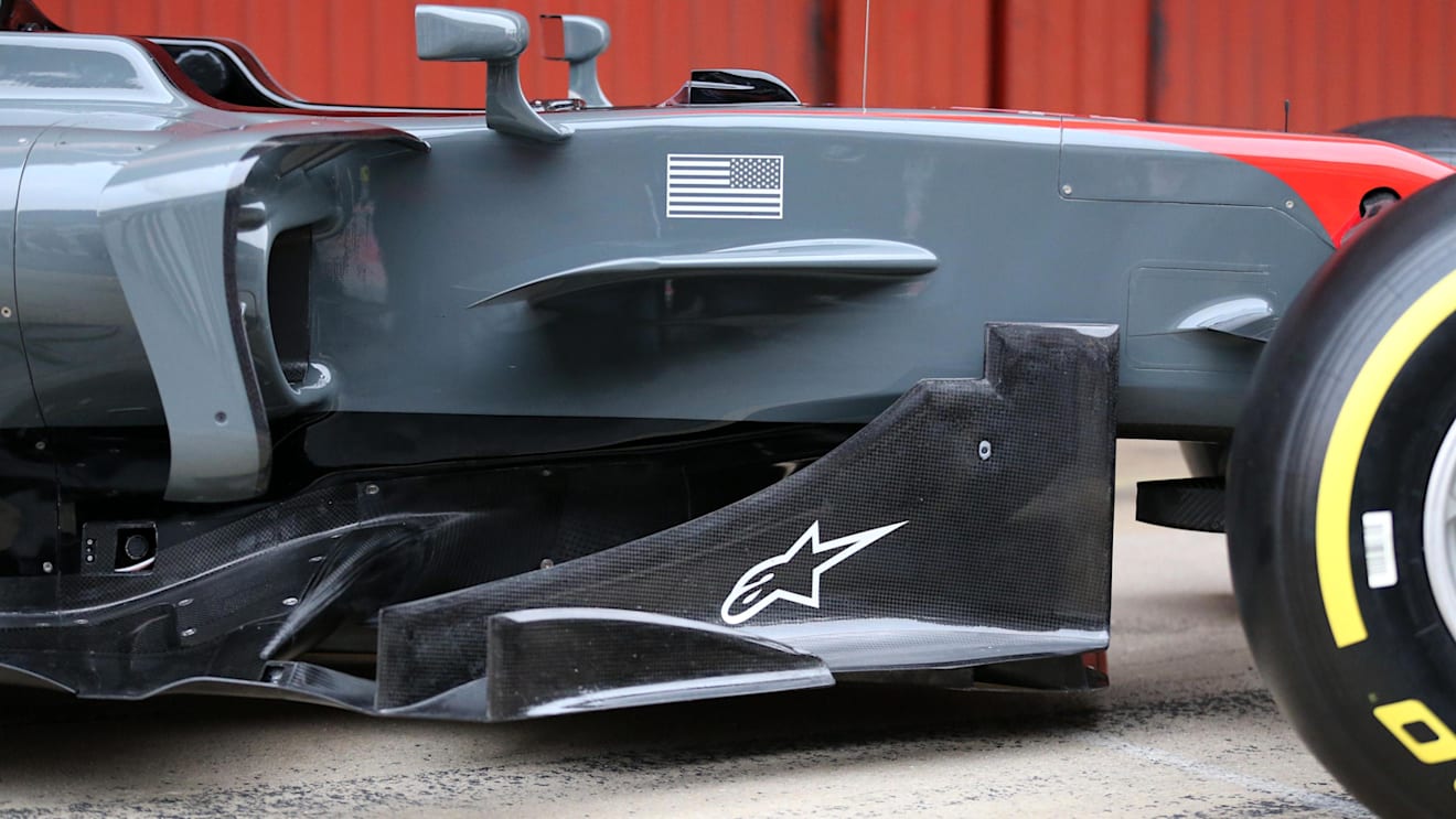 Haas VF-17 barge board and aero detail at Haas VF-17 Launch, Barcelona, Spain, 27 February 2017. © Sutton Images