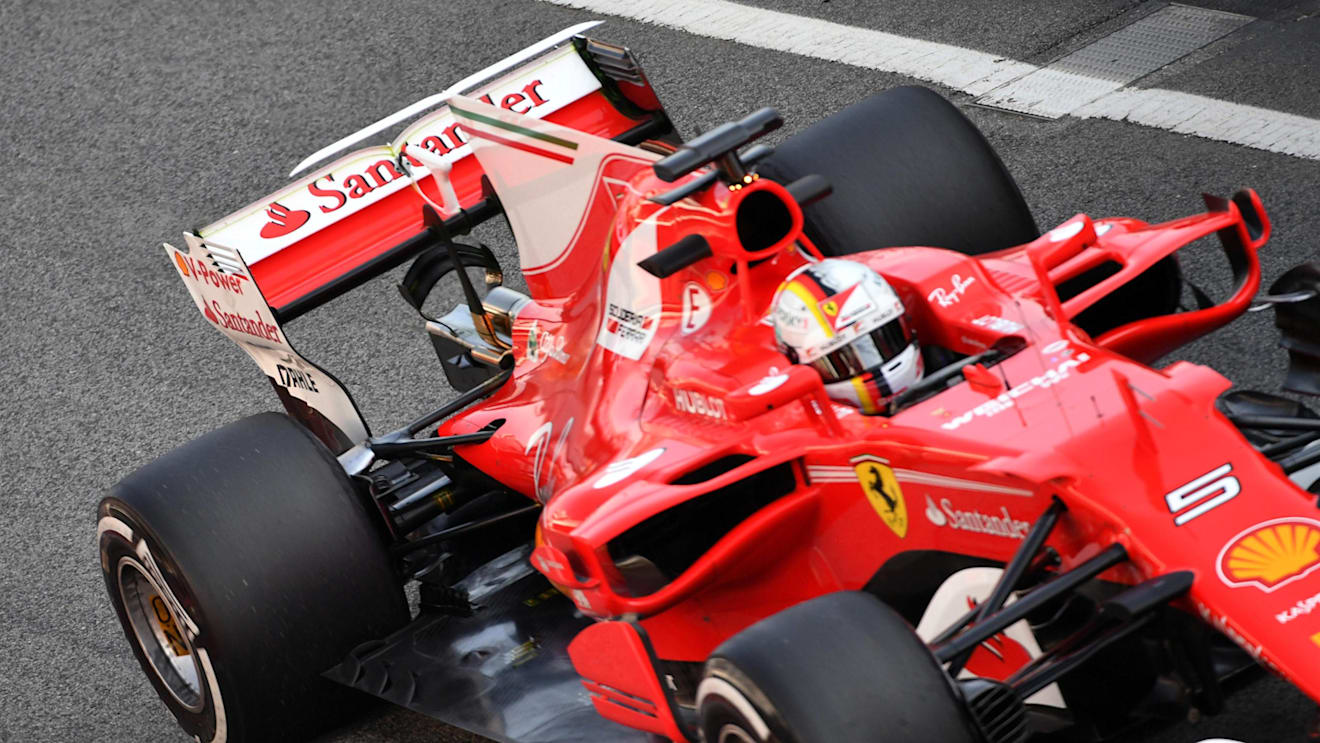 Sebastian Vettel (GER) Ferrari SF70-H rear wing at Formula One Testing, Day One, Barcelona, Spain, 27 February 2017. © Sutton Images