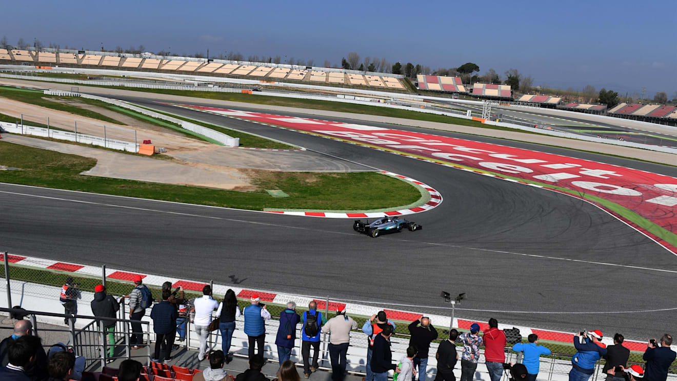 Valtteri Bottas (FIN) Mercedes-Benz F1 W08 Hybrid and fans at Formula One Testing, Day One, Barcelona, Spain, 27 February 2017. © Sutton Images