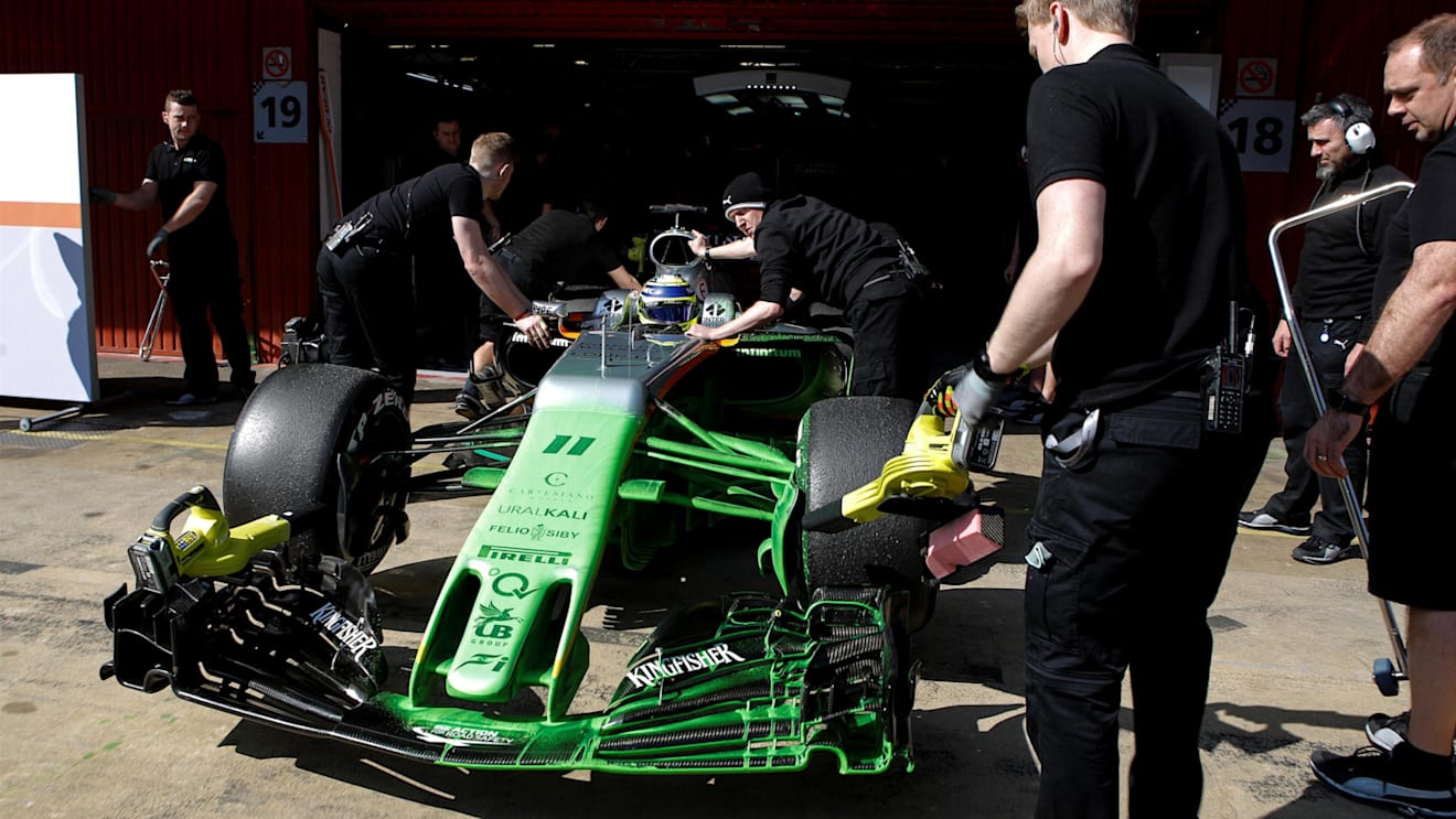 Sergio Perez (MEX) Force India VJM10 with aero paint on nose and front wing at Formula One Testing, Day One, Barcelona, Spain, 27 February 2017. © Sutton Images