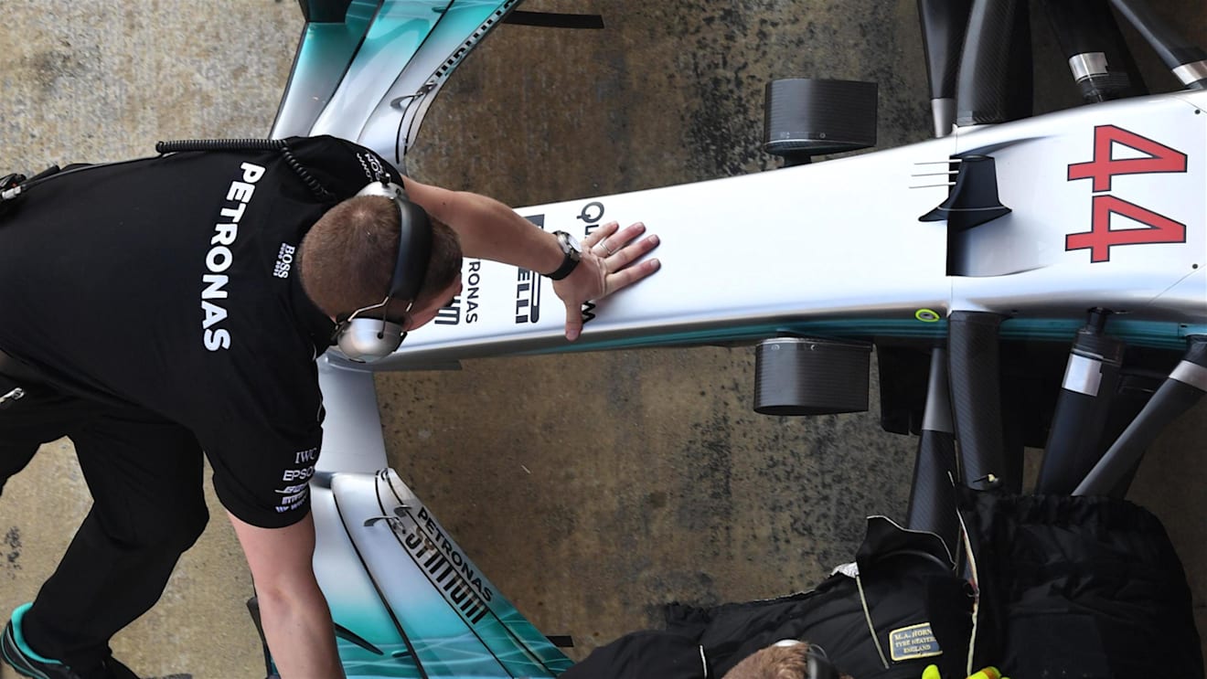 Mercedes-Benz F1 W08 Hybrid nose and front wing at Formula One Testing, Day One, Barcelona, Spain, 27 February 2017. © Sutton Images